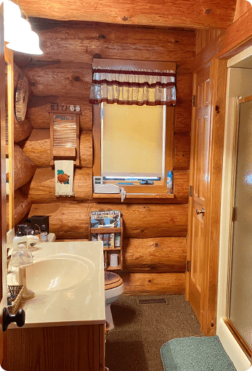 bathroom in luxury log home retreat in daggett