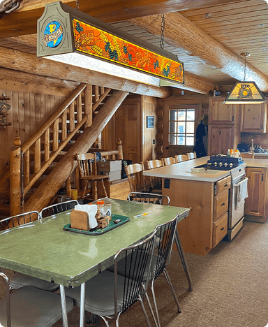 kitchen and dining area at vanargand lodge