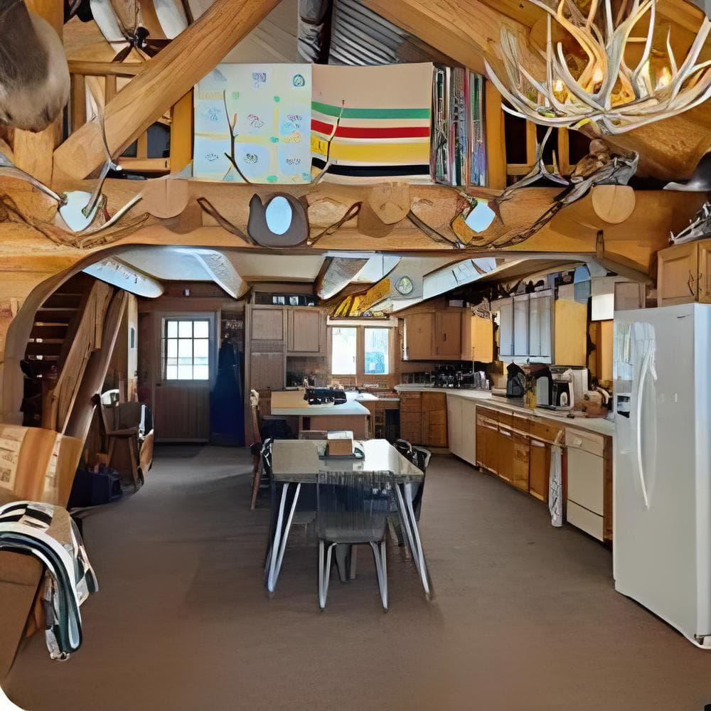 kitchen and dining area at vanargand lodge